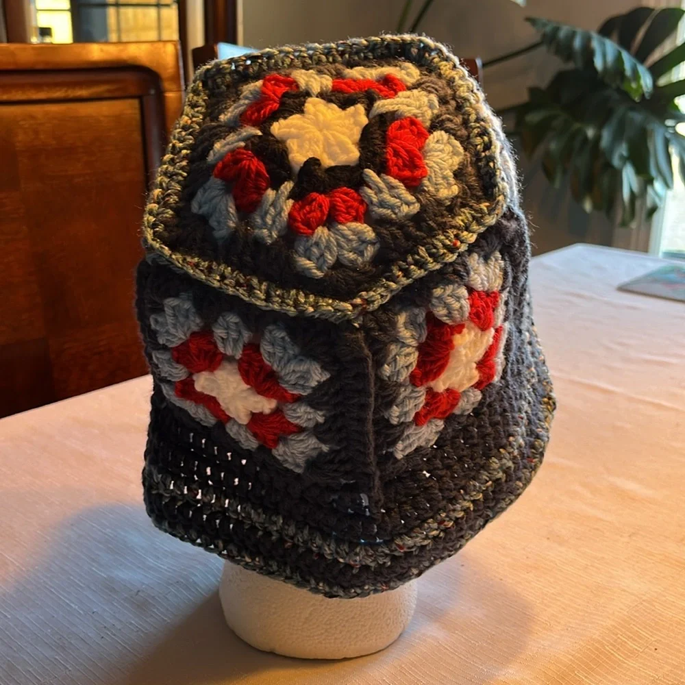 New Hand Crochet Unisex Granny Square Hat - Picture 2 of 5